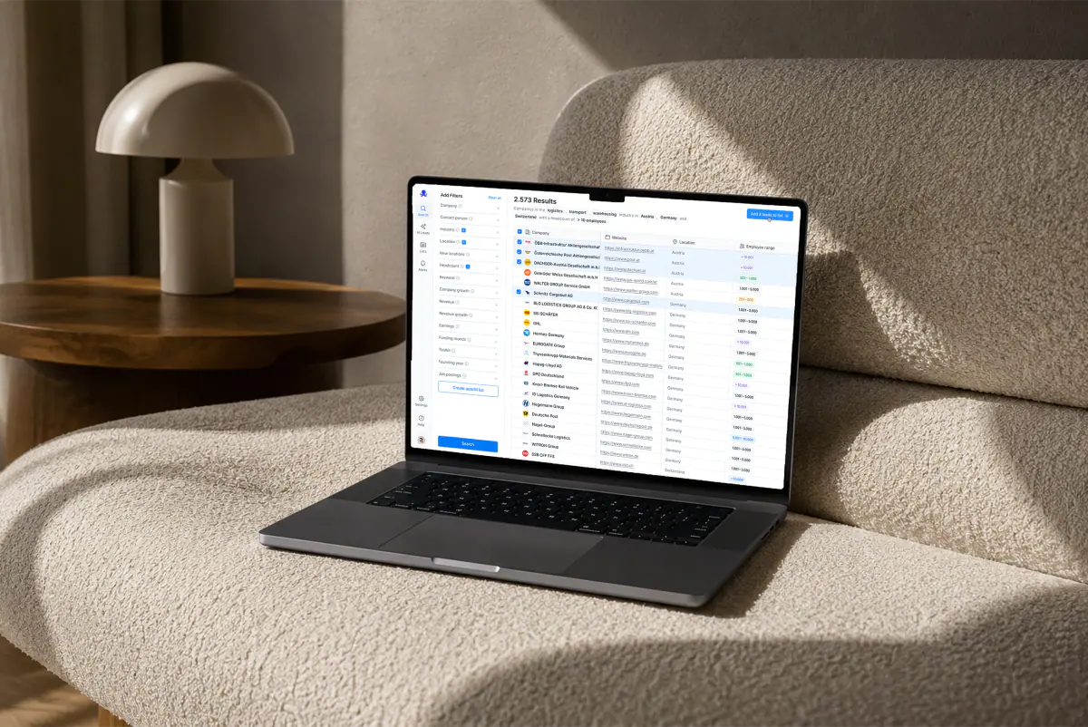 Octrace sales intelligence dashboard shown on a laptop